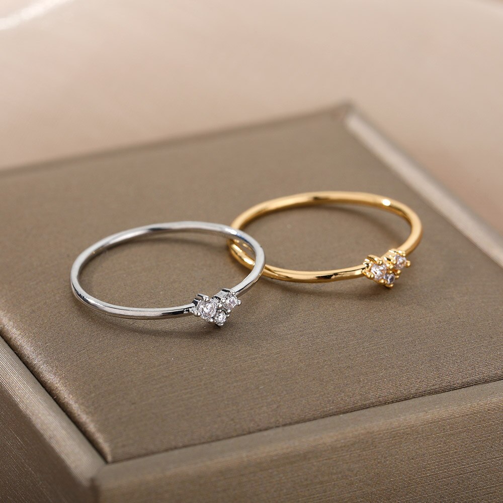 Leuke Ringen Voor Vrouwen Little Heart Shaped Gold Kleur Dainty Ring Sieraden Zirkoon Romantische Mode Bruiloft Engagement Sieraden