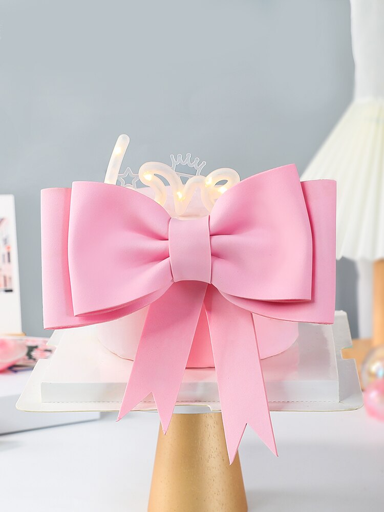 Pink Big Bow Girl's Wedding Cake Decoration Confession Cake Topper Prince Boy Kid Party Supplies Pink Love