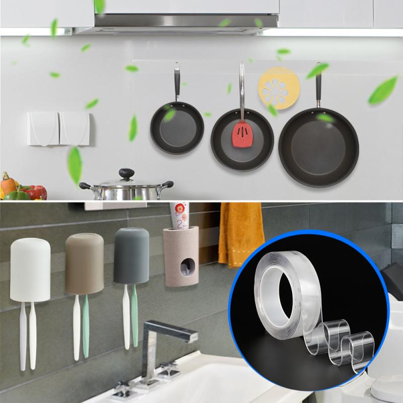 Nano Tapes No Trace Reusable Double Sided Gum Strong Kitchen Transparent Notrace Stickers Anti Skid Waterproof Cleanable Tape