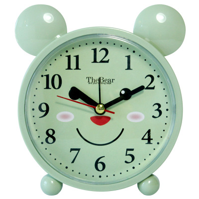 Horloge de chevet pour enfants | Rose, violet, vert, jaune, Portable, classique, silencieux, joli ours, créative: green