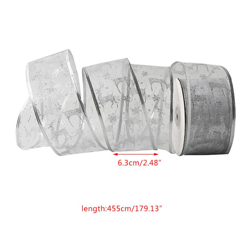 50 meter/rol glitter transparant organza kerst elandlint voor bruiloftsfeest