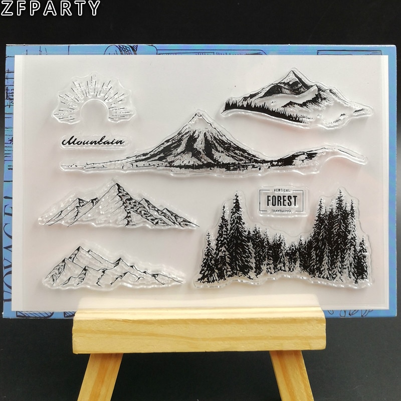 Zfparty skov bjerg gennemsigtig klar silikone stempel / segl til diy scrapbooking / fotoalbum dekorative kortfremstilling