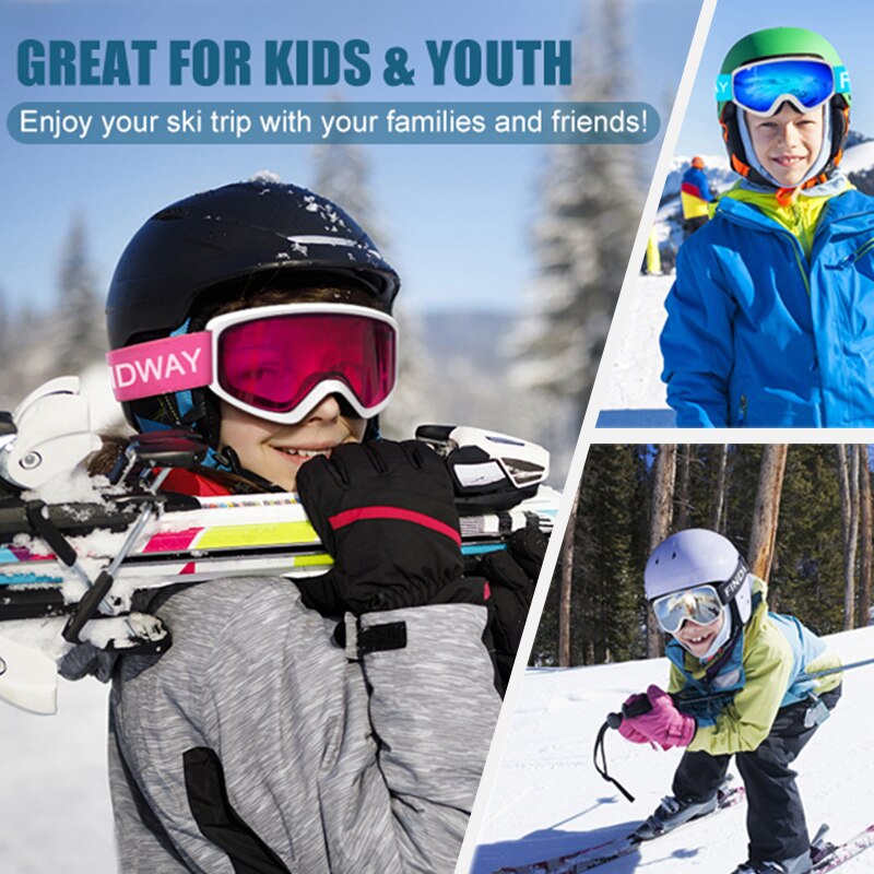 findway Masque de Ski Protection pour Enfant 5 à 16 Ans Lunette Ski Masque  Ski OTG