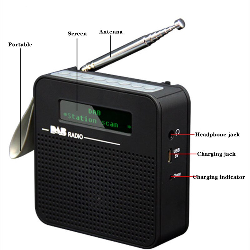 DAB+FM LCD Screen Display Digital Radio, Bluetooth 5.0, Alarm Clock, Automatic Memory Radio, Timing Automatic Shutdown