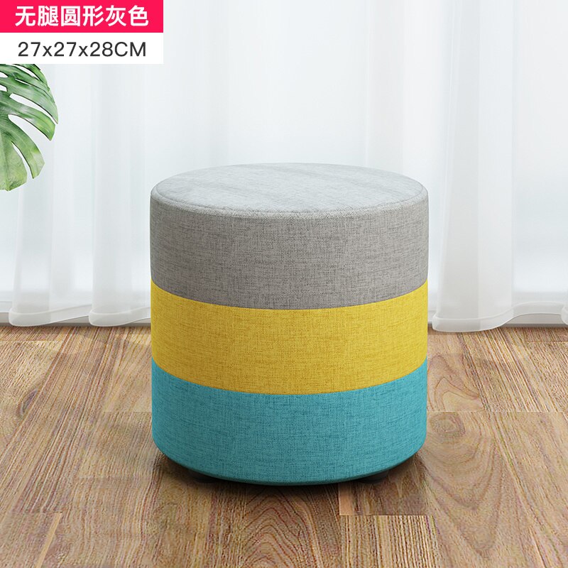 Tissus tabouret rond en bois maison adulte enfants canapé petite chaise basse poufs moderne changement chaussures banc: 8