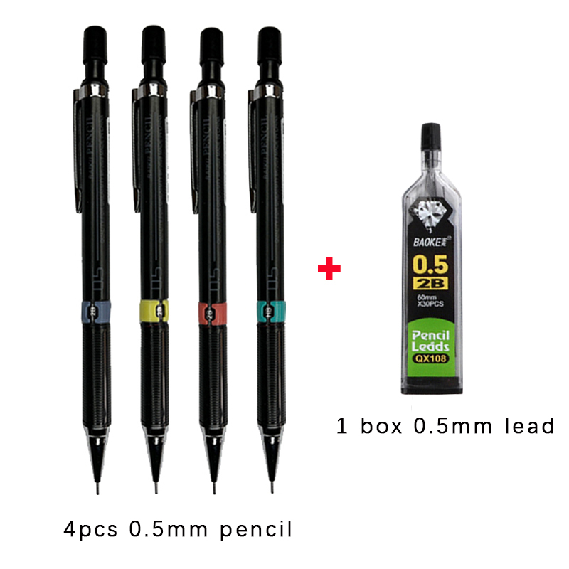 Lápiz mecánico con juego de cables, lápices automáticos para estudiantes con de borrador, suministros de escritura y pintura escolar, 0,3/0,5/0,7/0,9mm: Gris claro