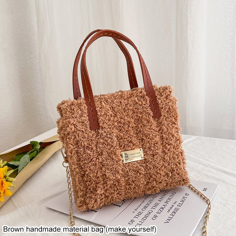 Creatieve Weven Zak Diy Handwerk Tas Maken Materialen Klink Haak Mesh Doek Wol Zakken Praktische Tas Maken Naaien Accessoires: Brown