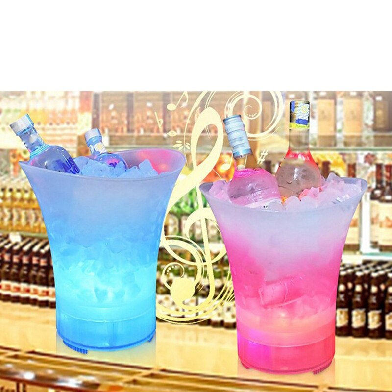 Cubo de hielo con luz LED y Altavoz Bluetooth, gran capacidad, champán/recipientes para bebida para , casa, Bar,5L