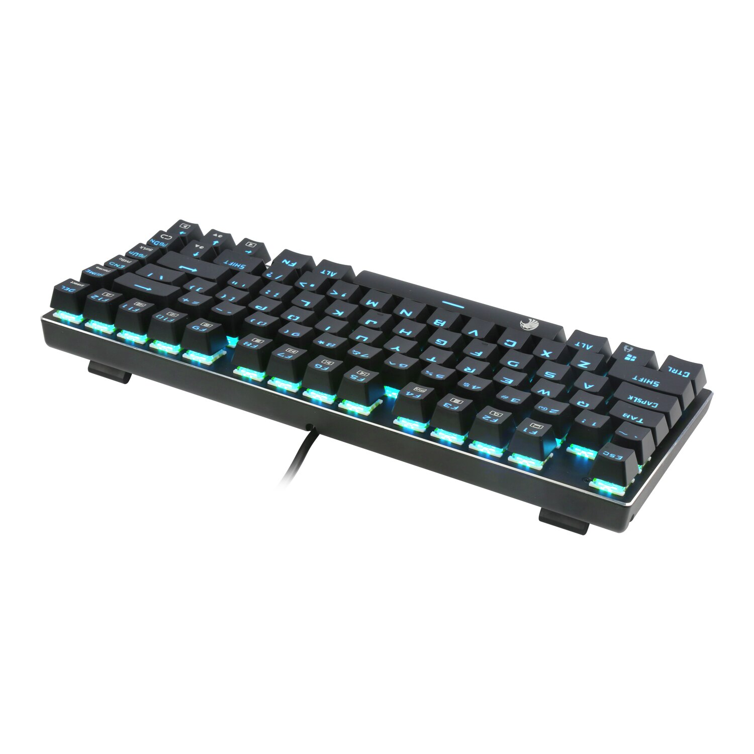 Mechanisch gamingtoetsenbord e-element  z88 met blauwe schakelaars, cyaan led-achtergrondverlichting, waterbestendig, compact, 81 toetsen, anti-ghost, zwart