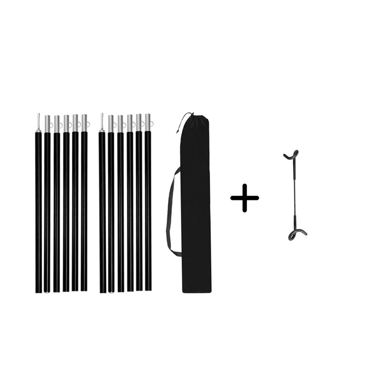 Ultralight Tarp Poles Outdoor Camping Tent Rods Adjustable Aluminium Tarp Awning Racks Canopy Pole Replacement for Hiking Travel: with Lamp holder B