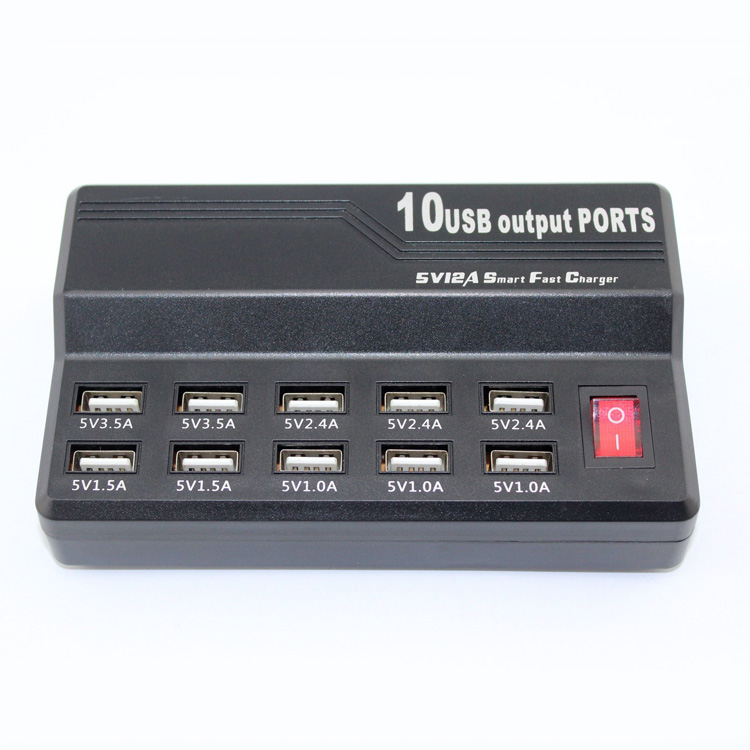 Kebidu 5v/12a 10- port usb-schnellladegerät, hochgeschwindigkeits-mehrfachladebuchse für smartphones, tablets und pcs