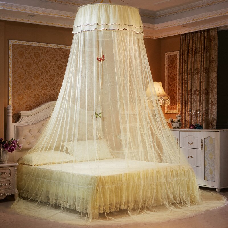 Yellow 5 Colors Round Lace Insect Bed Canopy Netting Curtain Dome Mosquito Net House Bedding Summer: Yellow