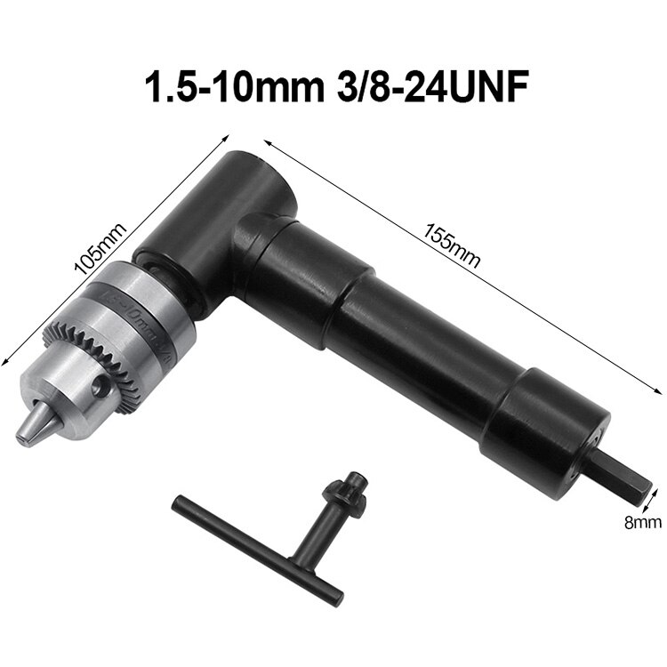 90 Degree Right Angled Chuck Electric Drill Keyless Three-jaw Chuck Corner Impact Drill-Chuck Adapter Bend Extension Adaptor: Angled Chuck B