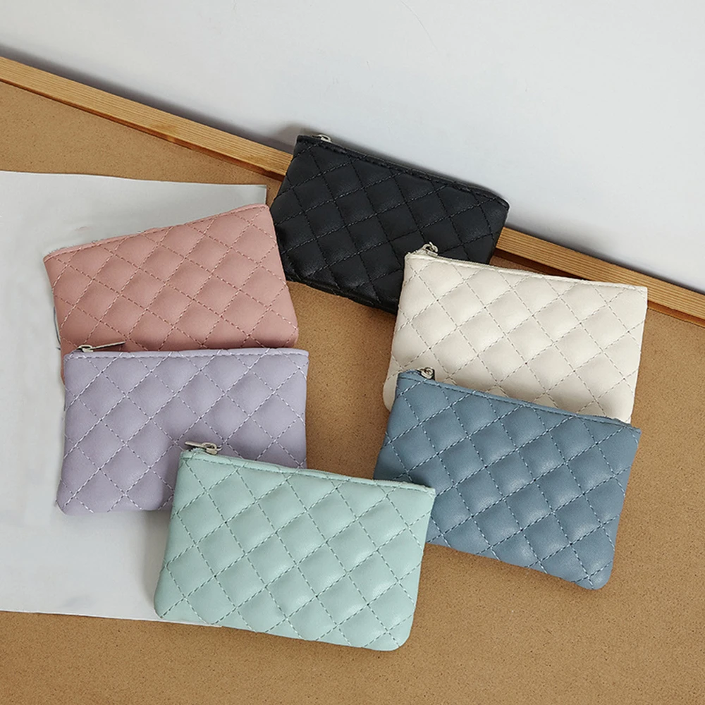 Karten Halfter Aufbewahrung tasche Münz tasche Schlüssel beutel ultraleichte einfarbige weiche Raute gestickte tragbare Brieftasche Monedero Cartera
