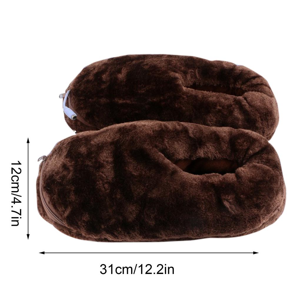 5V Beheizte Hausschuhe USB Lade Elektrische Heizung Plüsch Fuß Wärmer Für Weihnachten Männer Frauen Winter Hause Erwärmung Schuhe: Brown