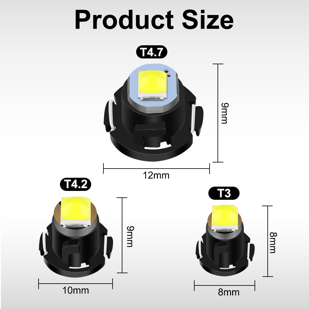 Bombilla Led Canbus superbrillante para Interior de coche, tablero de instrumentos de calentamiento para luz indicadora, 12V, T3 T4.2 T4.7, 10 piezas