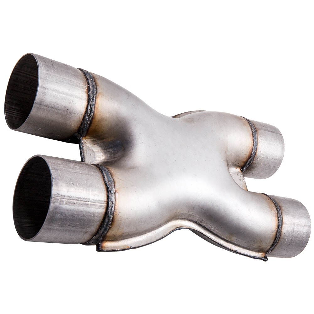 2.5" X-pipe Universal 2.5inch Dual Exhaust X Pipe Aluminized Crossover Tail Pipe