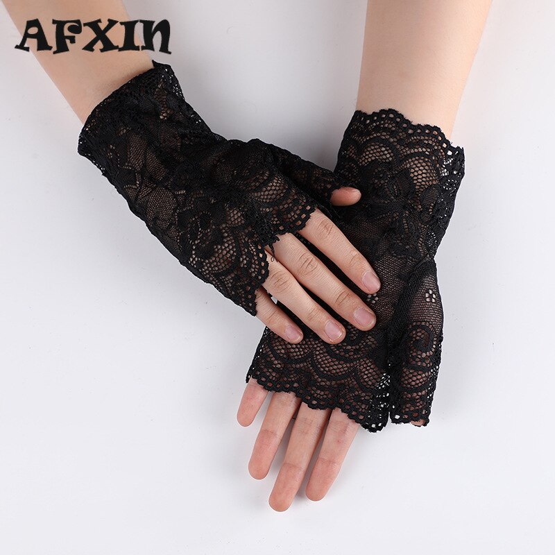 Short Lace Fingerless Gloves for Women Gothic Punk Rock Costume Fancy Harajuku Floral Lace Gloves Alt Goth Clothes Accessories