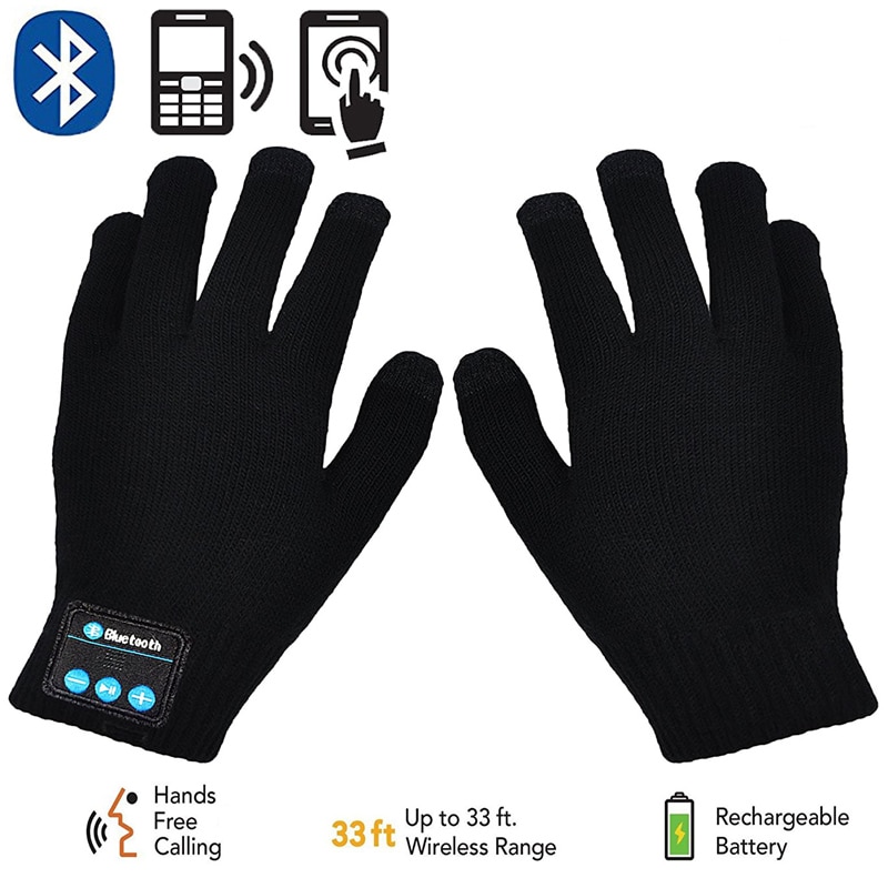 Akumulator bezprzewodowe rękawiczki Bluetooth kobiety mężczyźni zimowe dzianiny ciepłe rękawiczki rozmowy rozmowy ekran dotykowy rękawice telefon komórkowy Podkładka