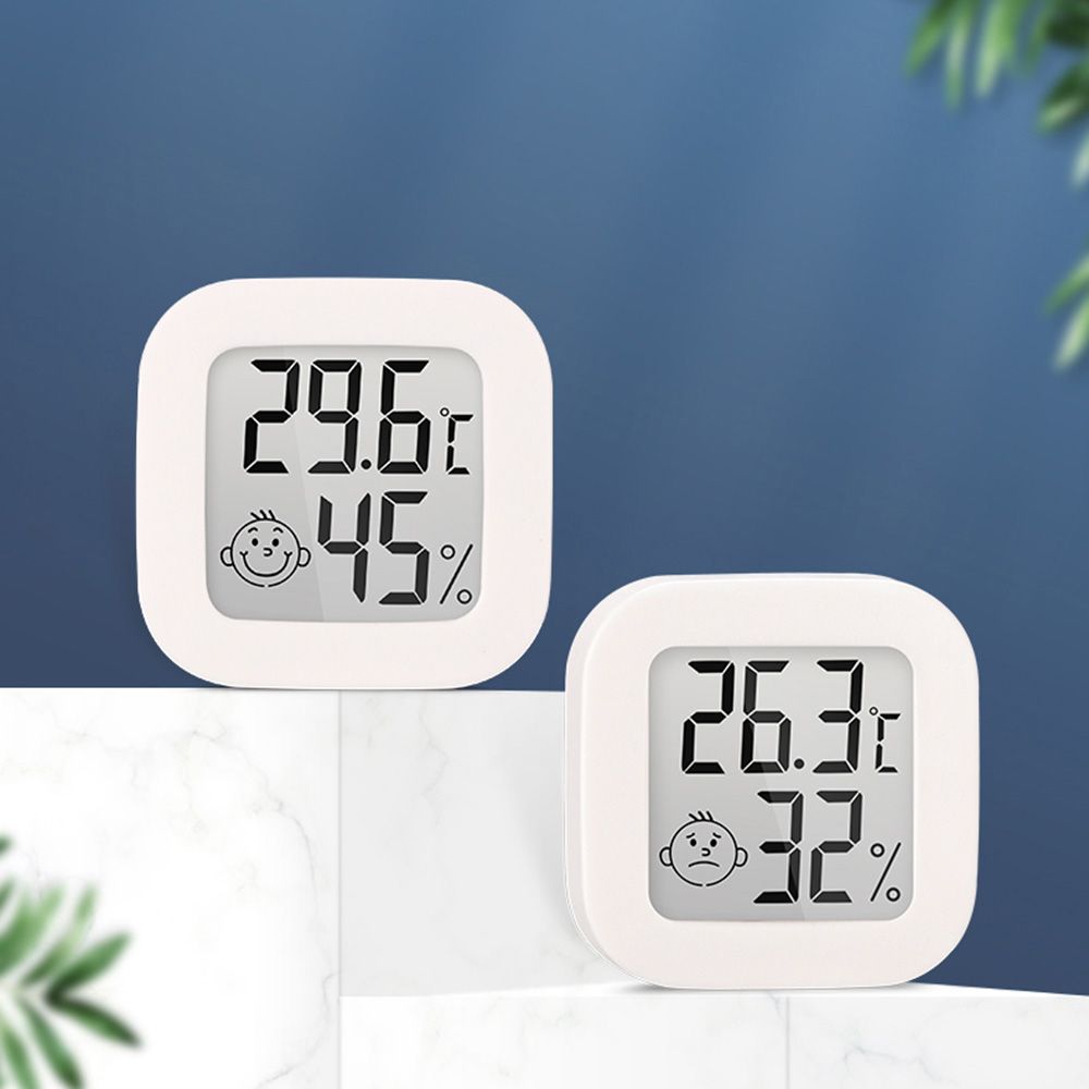 Mini Digital Thermometer Cute Smiley Hygrometer LED Temperature Humidity Meter Indoor Weather Measurement Device for Home