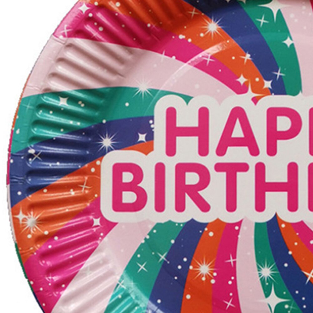 10 Pcs Disposable Round Paper Plates Dishes Happy Birthday Lovely Dinnerware Birthday Party Pastry Plates