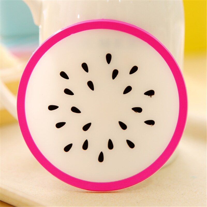 Fruit Shape Coaster Cup Pads Silicone Insulation Mat Drink Holder Watermelon Kiwi Fruit Lime Mango Orange Carambola: Style 2