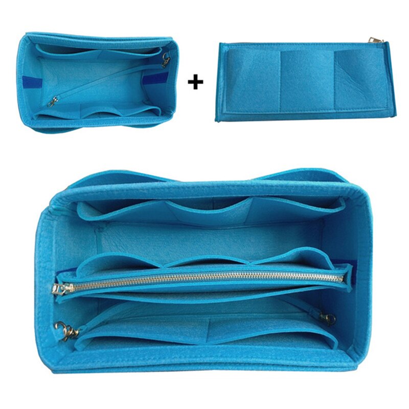 Nuovo Popolare delle Donne di Trucco Dell'organizzatore Feltro del Panno Del Sacchetto Inserto della Borsa Multi-funzionale Borsa Da Viaggio Cosmetici Ragazza di Stoccaggio di Cortesia Fodera borse: Large Sky blue