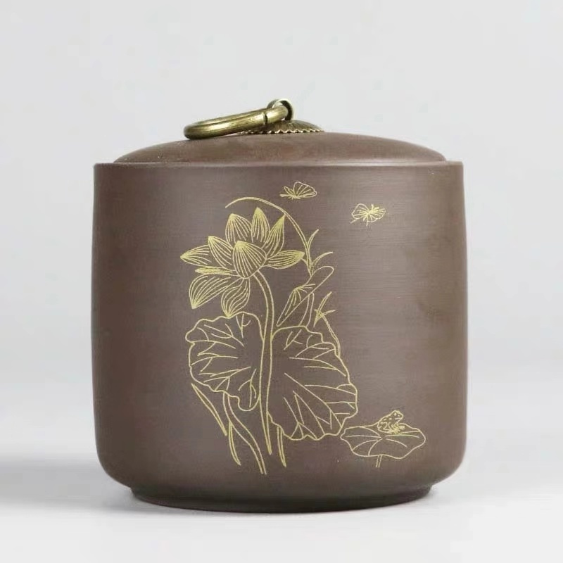 Paarse klei theebussen keuken opbergpotten keramische verzegelde blikken suikerpot kleine monnik patroon opbergdozen woondecoratie: B