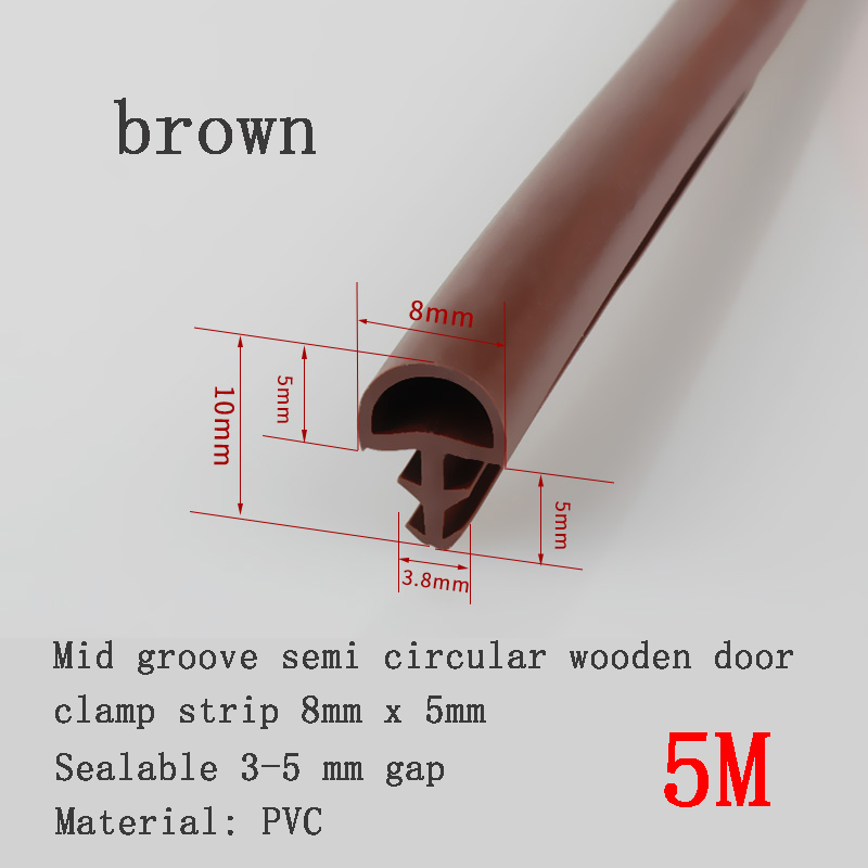 Tira de sellado especial para puertas de madera de PVC, tira de goma insonorizada a prueba de viento y anticolisión para marco de puerta de dormitorio, tipo ranura: Caqui