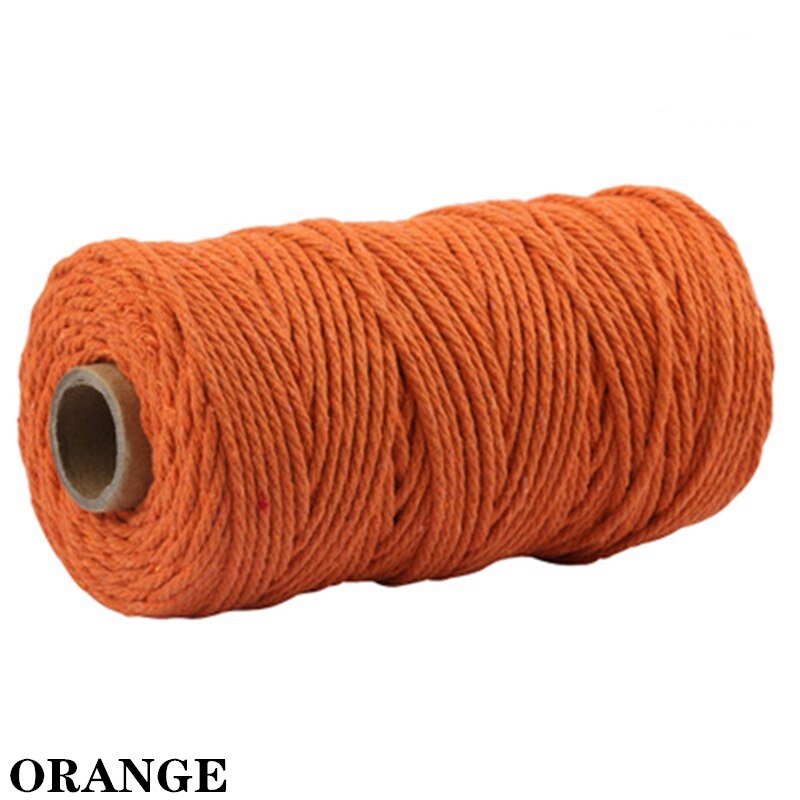 2mm*100m makrame rep bomull tvinnad sladd färgglad hantverkssnöretråd diy hemtextil sladd för fest bröllopsdekoration: Orange