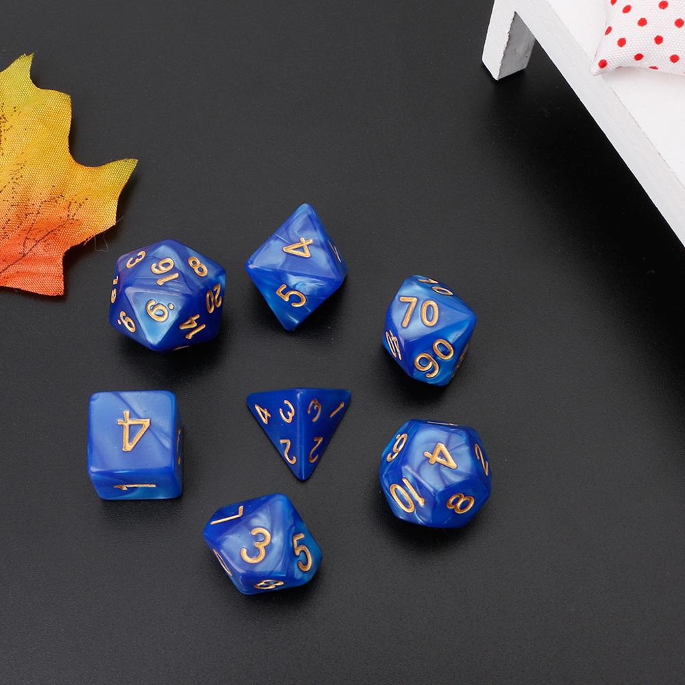 Dados de oro poliédrico para Pathfinder, 7 Uds., D20 D12 2xD10 D8 D6 D4