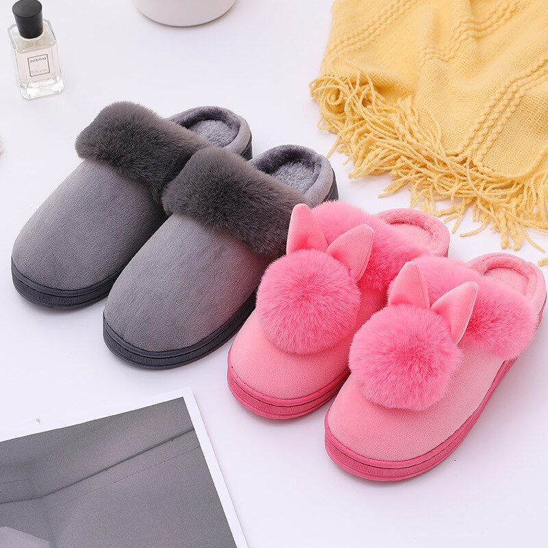 Vinter hem skor man house tofflor varma fuskpäls dam mjuk plysch lurvig enfärgad älskare män slides skor plus size