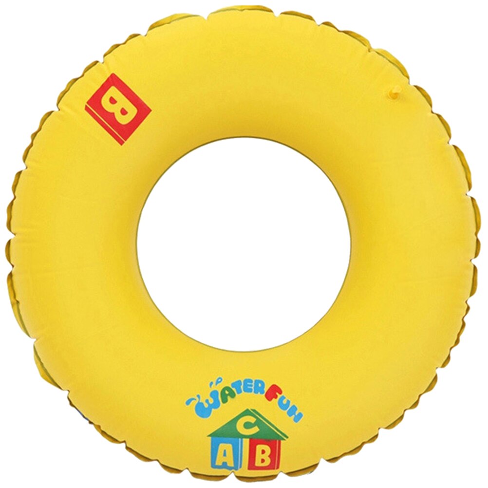 1Pc ABC Inflatable Swim Ring Float Simple Graphics Life Ring Swimming Pool Toy for Adults (Yellow): 70CM