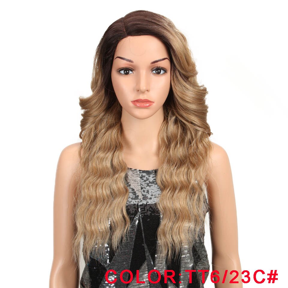 MAGIA Cabelo Sintético Rendas Frente Perucas Para As Mulheres Negras Ondulado Solto Longo 22 "Polegada Afro Peruca Resistente Ao Calor cabelo da fibra