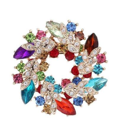 Big Pink Crystal Flower Brooch Rhinestone Pin Romantic Wedding Bride Bridesmaid Large Brooches For Woman Jewelry: BRASS PLATED