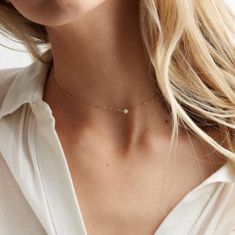 925 sterling zilveren kettingen voor vrouwen mini parel hanger ketting eenvoudige stijl fijne sieraden emnl 039