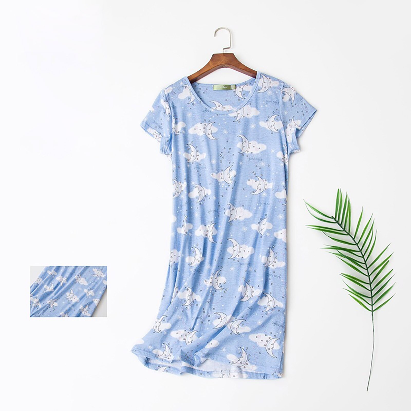 Robes de nuit en coton à manches courtes pour femmes, vêtements de nuit, dessin animé, tenue de maison, salon, # T1Q