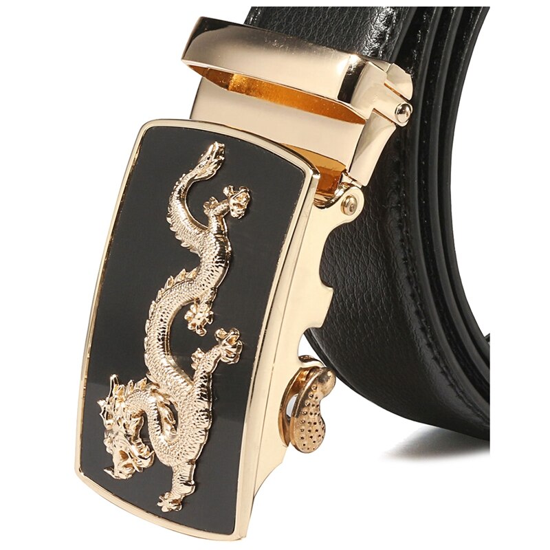 Men's Black Automatic Buckle Waistband Leather Belts Waist Strap