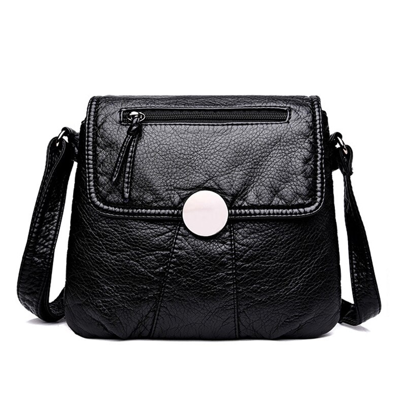 CmetNi Zwarte Kleine Vrouwen Messenger Bag Zachte Gewassen PU Lederen Crossbody Bag Vrouwelijke Handtas Portemonnees: Black Upgraded