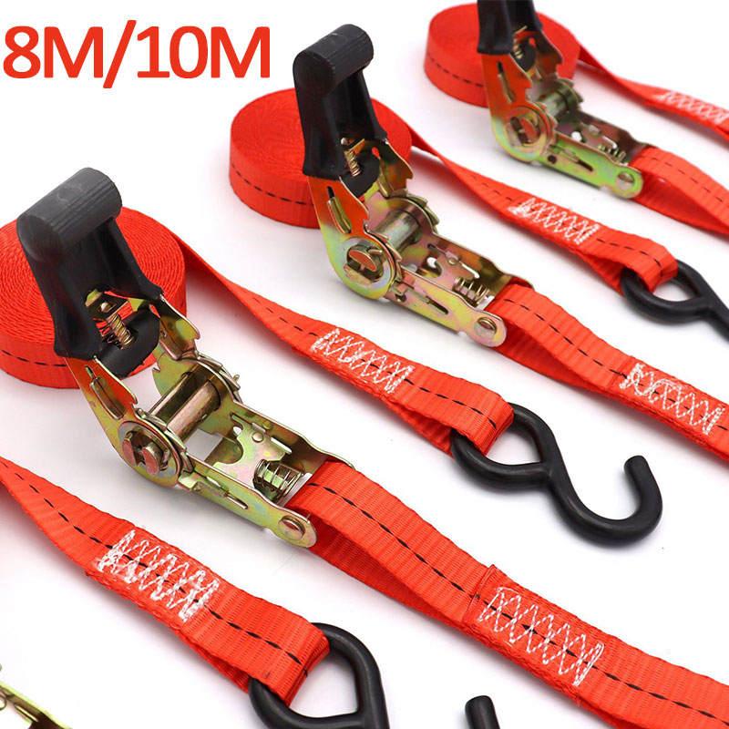 10/8M x 25mm Corda di tensione per auto Cinghia di legatura Forte cintura a cricchetto Borsa per bagagli Cargo Ancoraggio con tenditore di corda Fibbia in metallo Traino