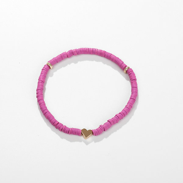 G. YCX bohème polymère argile Heishi disque perle Bracelet femmes hommes à la main disques perle extensible Bracelet ami Couple bijoux: purple