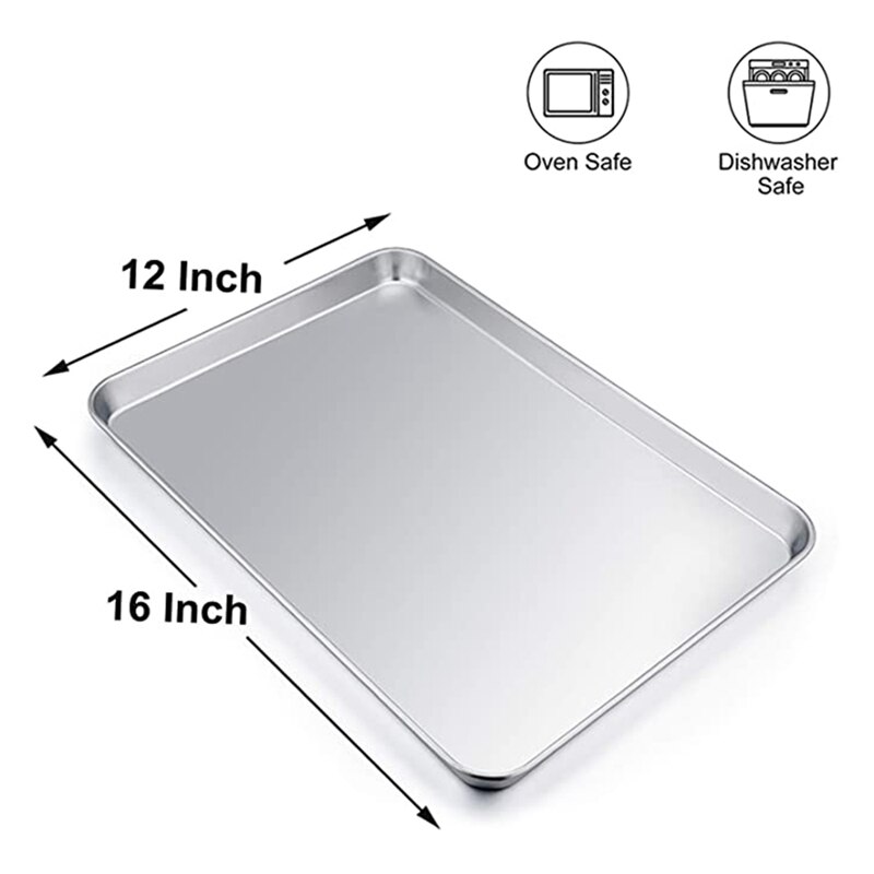 Large Baking Sheet, Stainless Steel Cookie Sheet Baking Pan Tray, Rectangle , Healthy &amp; Non Toxic,Dishwasher Safe