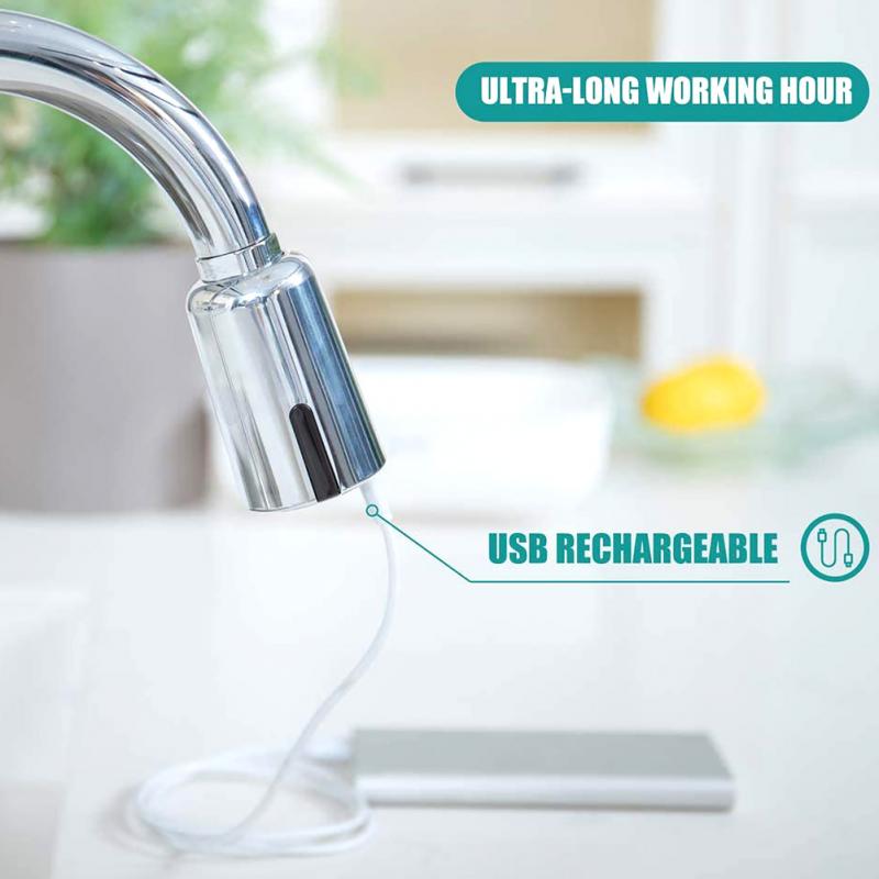 smart berøringsfri kran automatisk induksjon usb-havn kranadapter bevegelsessensor kjøkken dårlig hjemme justerbar sprøyte