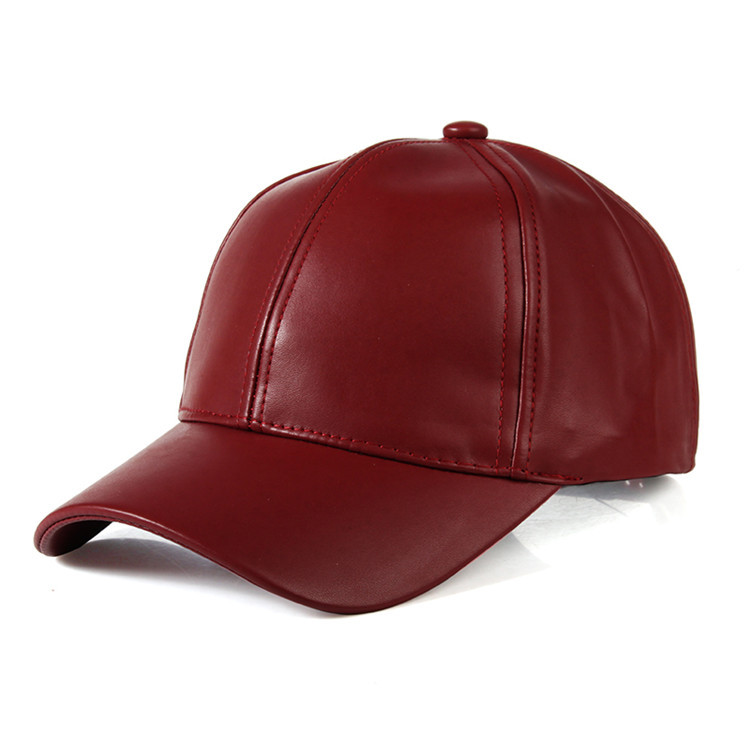 Winter Mannen Warme Baseball Cap Pu Leer Winddicht Leisure Outdoor Sport Cap Effen Kleur Vader Casquette: Bordeaux