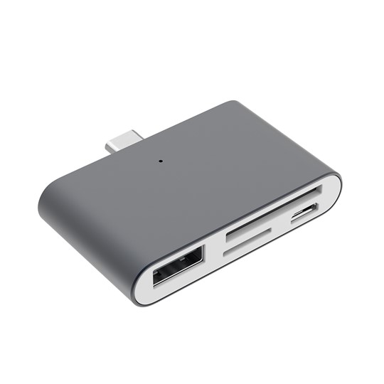 Mini USB C Hub, SD TF Card Reader, Aluminum USB C Adapter Smart OTG Reader for Laptop Tablet Smartphone: dark gray
