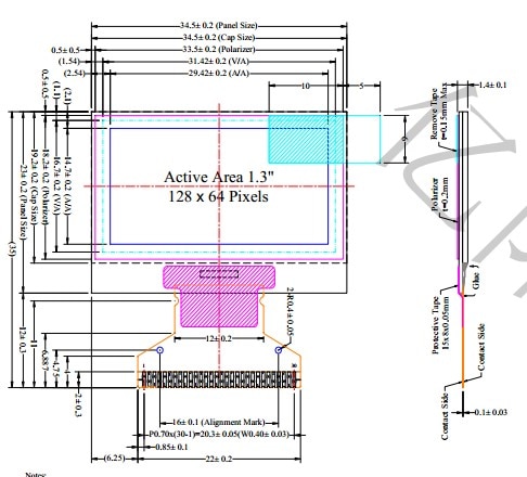 1.3 Inch 128*64 OLED Display 128X64 white/ blue 30pin LCD SH1106 Driver Passive Matrix for arduino Diy Kit