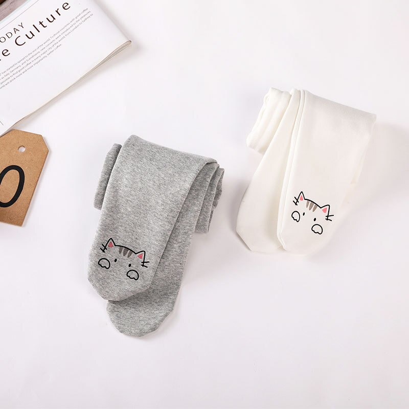 Newborn Casual Pants Baby Boys Girls Spring Autumn Cute Cartoon Cat Print Leggings Children Warm Flexible Clothes