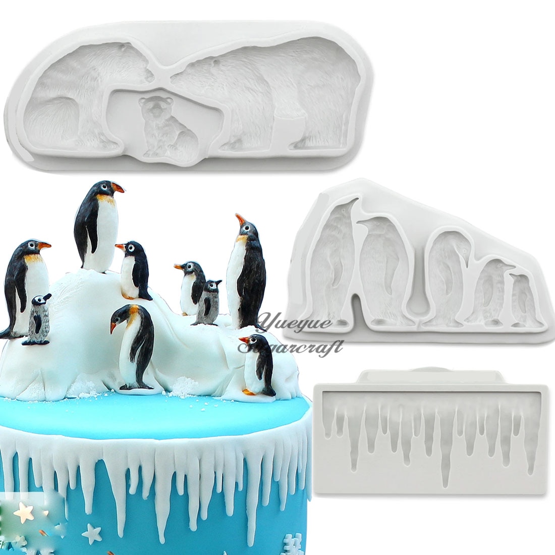 Ijsbeer Pinguïn Kerst Siliconen Cakevorm Fondant Mallen Taart Decoreren Gereedschappen Chocolade Fondant Gereedschap Hars Mallen