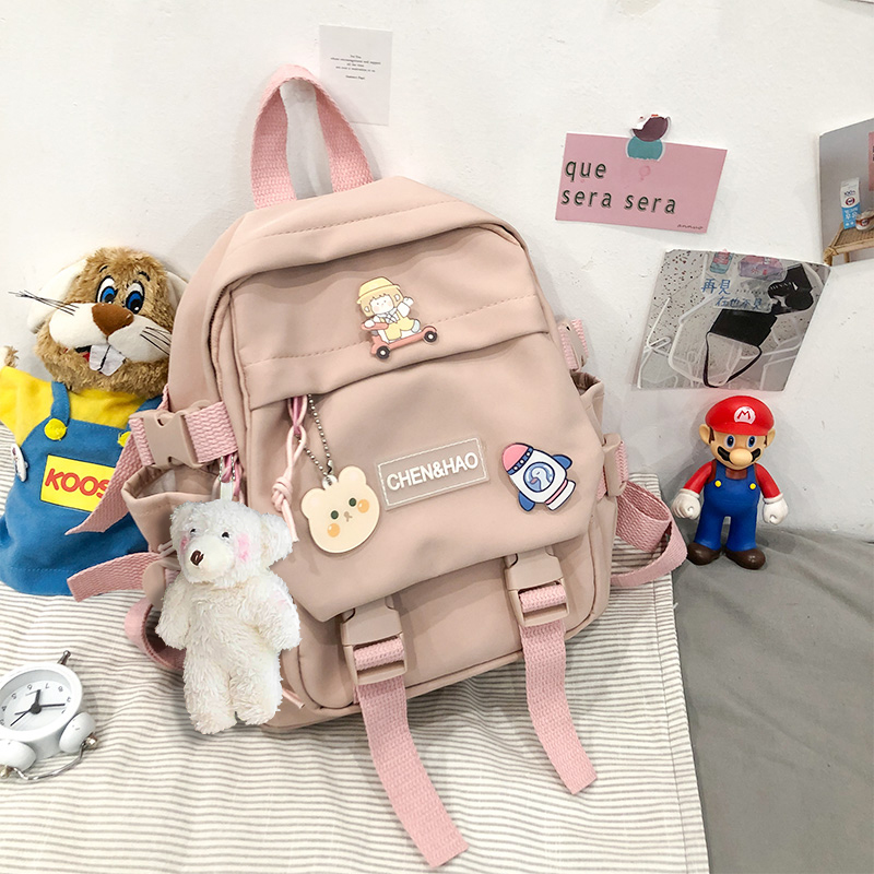 Zaino da donna piccolo zaino da scuola per ragazze impermeabile in nylon moda giapponese casual borsa da ragazza femminile mini: pink / Only Backpack