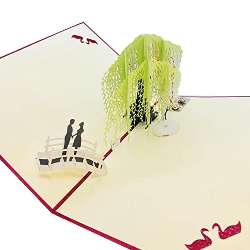 Anniversaire musique lumière carte de voeux noël et voeux 3D carte stéréo année F0W3: F